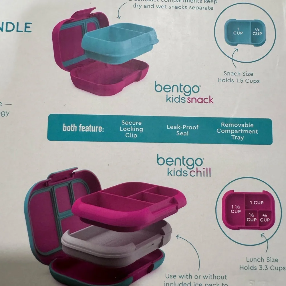 Bentgo Kids Lunch & Snack Box Set - Pink and Blue